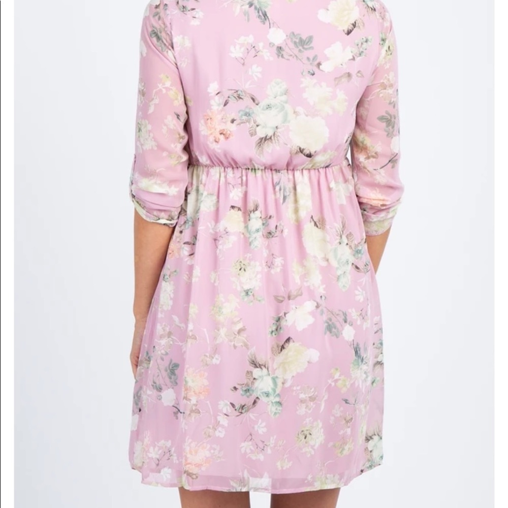 Pink Blush - Pink Floral Maternity Chiffon Dress - Picture 4 of 4